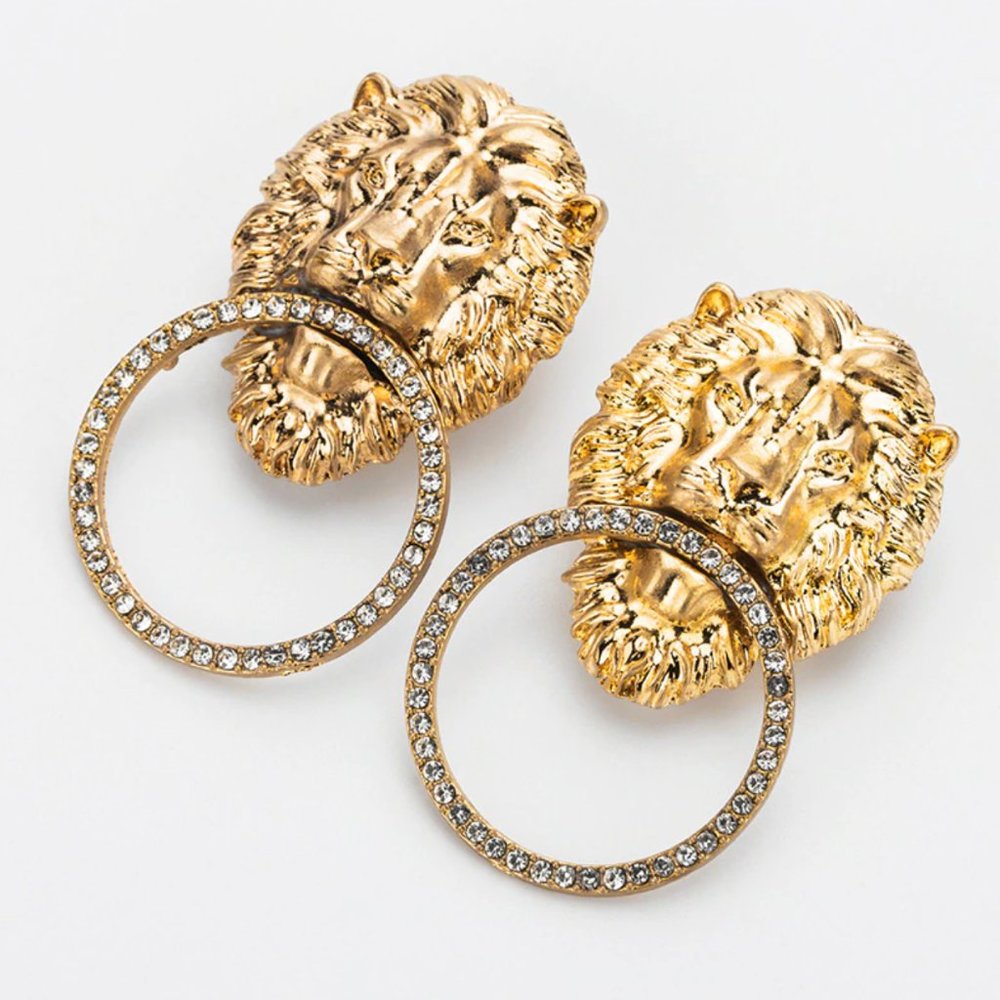 Mishka Gold Lion Earrings - Picture 1 of 5